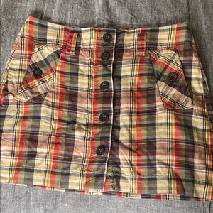 J Crew Plaid Button-Front Skirt